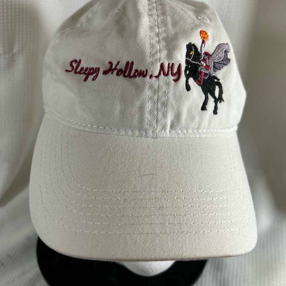 Sleepy Hollow NY Embroidered White Cap